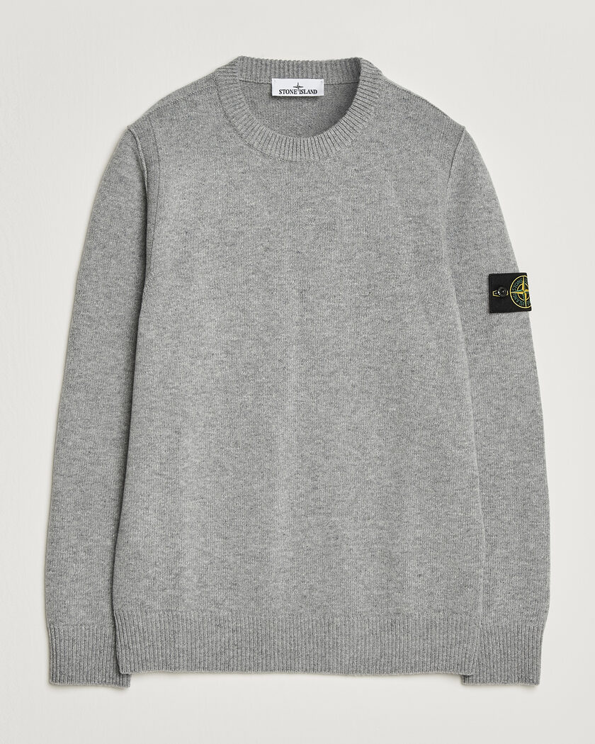 Stone Island Knitted Lambswool Crew Neck Grey Melange – Grijs