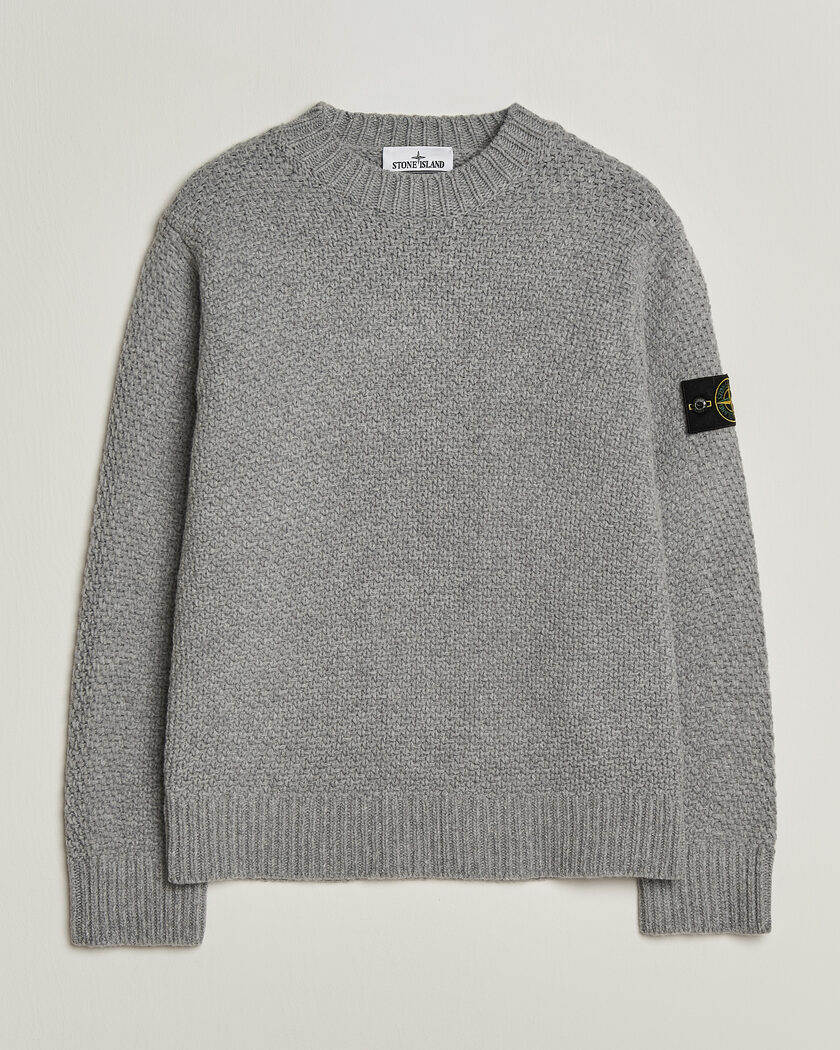 Stone Island Basket Stitch Lambswool Crew Neck Grey Melange – Grijs