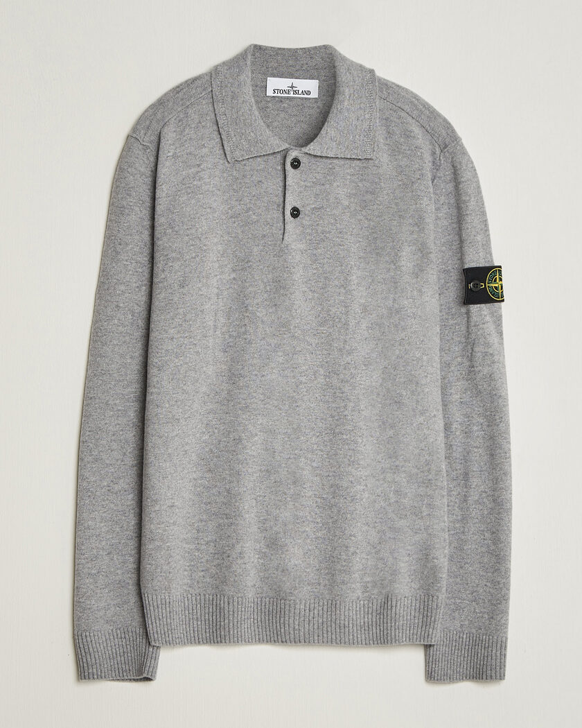 Stone Island Knitted Geelong Wool Polo Grey Melange – Grijs
