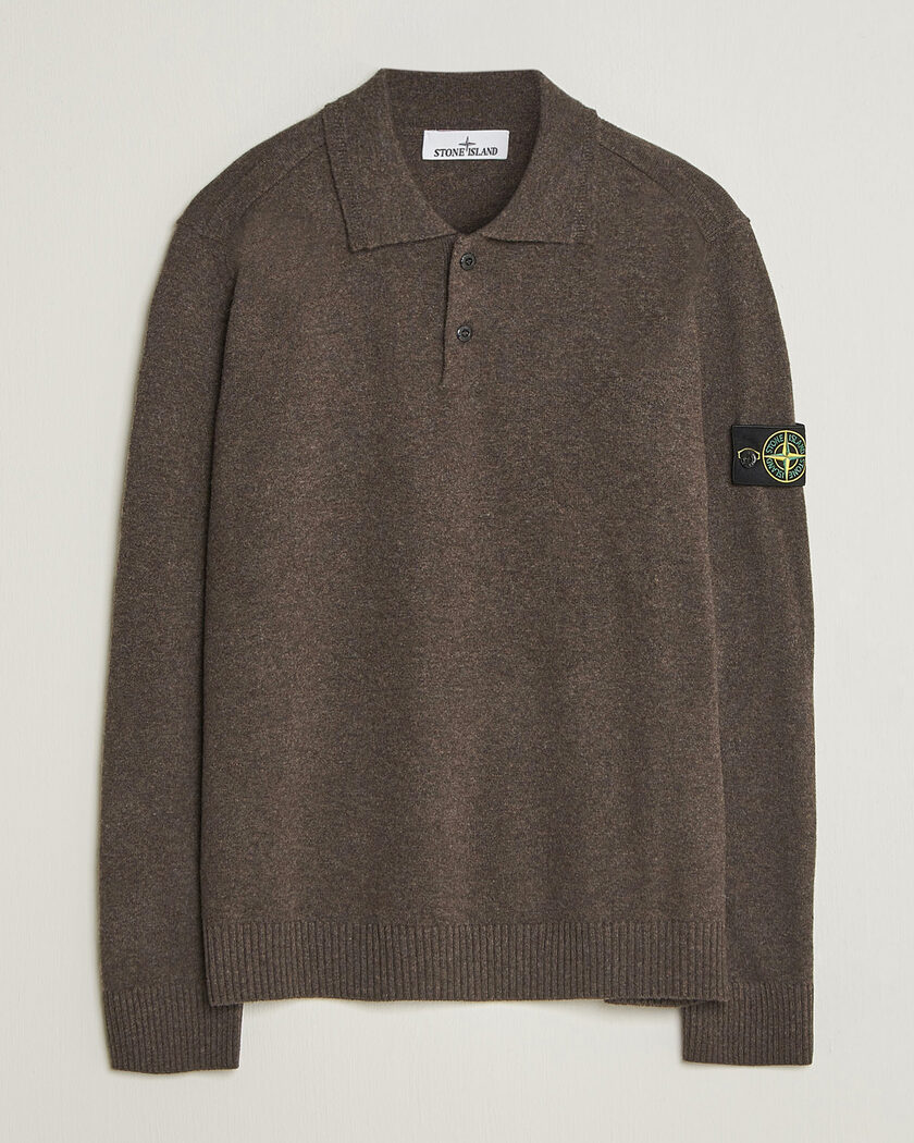 Stone Island Knitted Geelong Wool Polo Melange Lead – Bruin