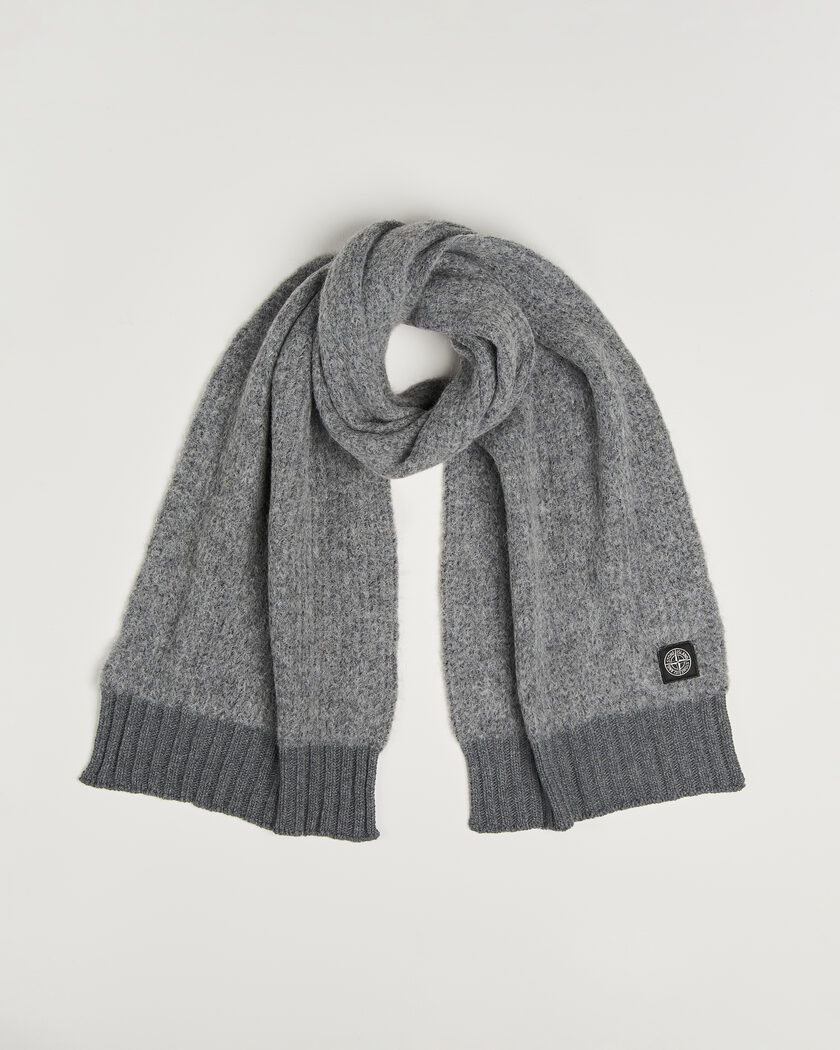Stone Island Baby Alpaca Blend Scarf Grey Melange – Grijs