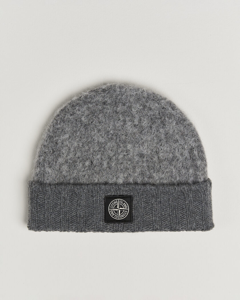 Stone Island Ribbed Baby Alpaca Blend Hat Grey Melange – Grijs