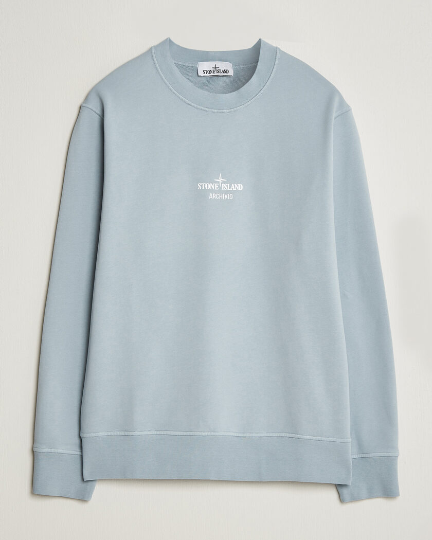 Stone Island Cotton Fleece Archivio Print Sweatshirt Ash Grey – Blauw