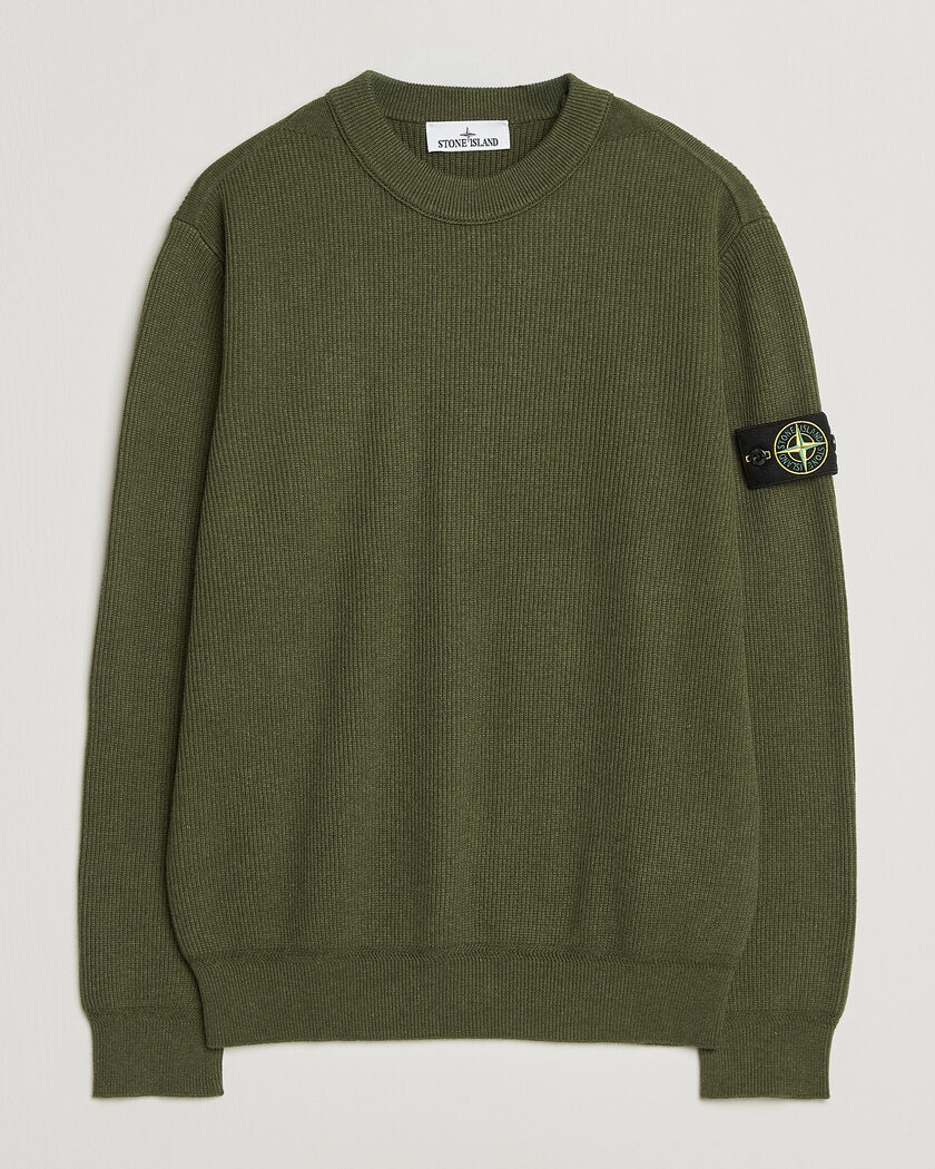 Stone Island Ribbed Soft Organic Cotton Crew Neck Military Green – Groen