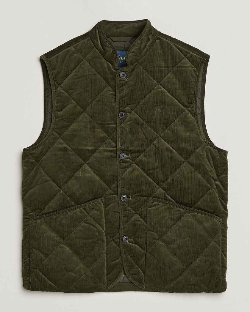 Polo Ralph Lauren Quilted Corduroy Vest Company Olive – Groen