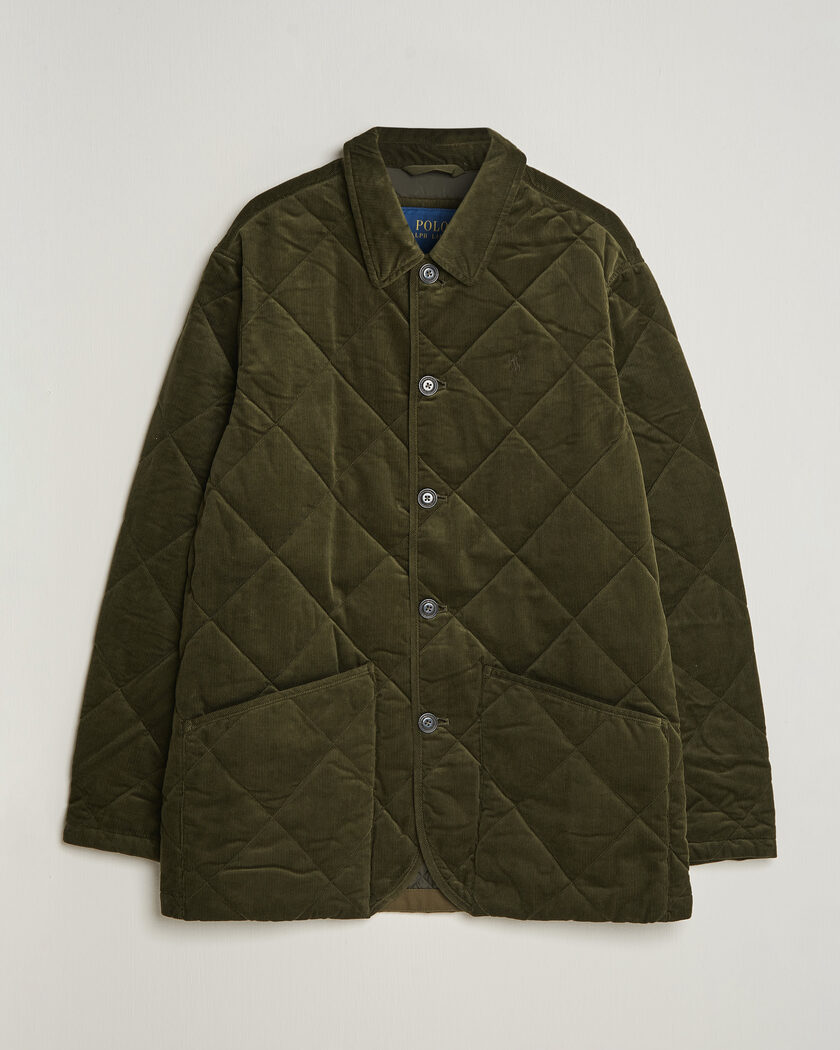 Polo Ralph Lauren Quilted Corduroy Car Coat Company Olive – Groen