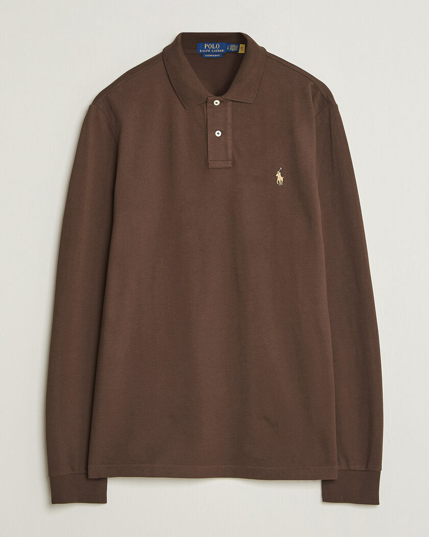 Polo Ralph Lauren Custom Slim Fit Long Sleeve Polo Nutmeg Brown – Bruin