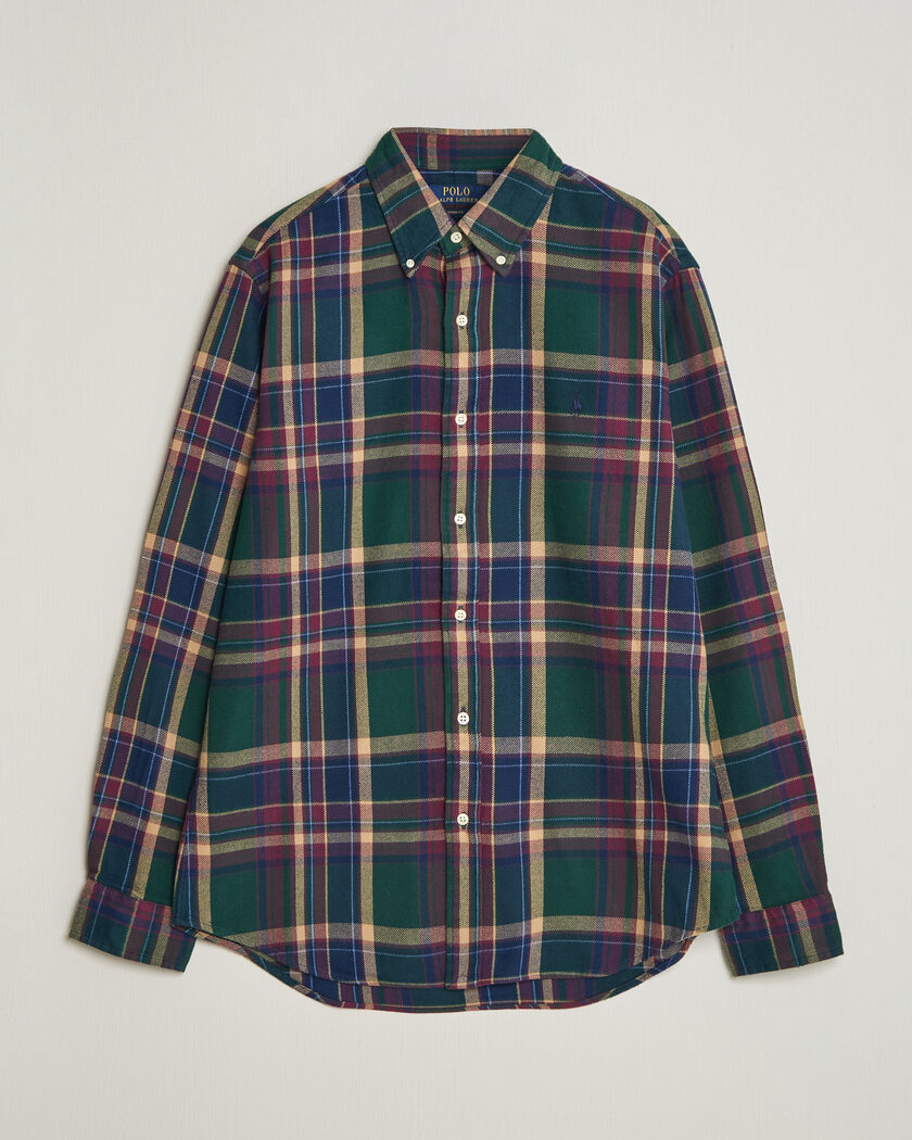 Polo Ralph Lauren Custom Fit Brushed Flannel Shirt Forest Burgundy – Meerkleurig