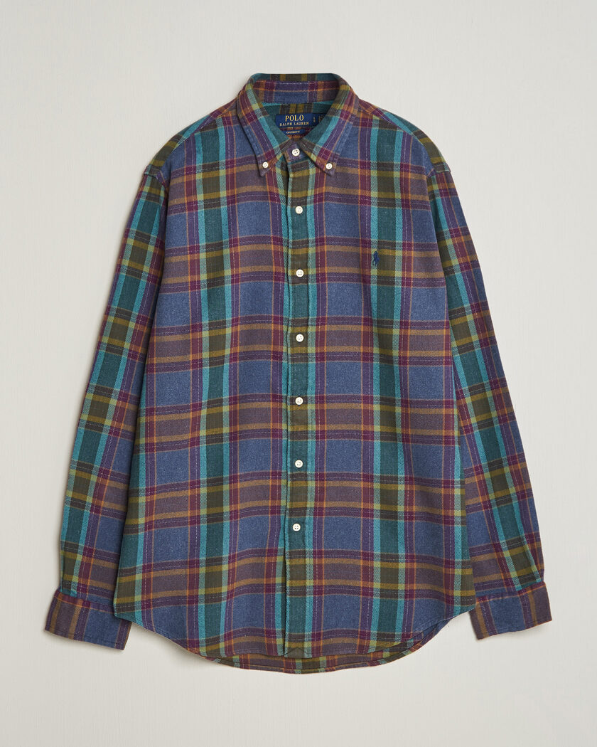  Polo Ralph Lauren Custom Fit Brushed Flannel Shirt Blue Purple Heather – Meerkleurig