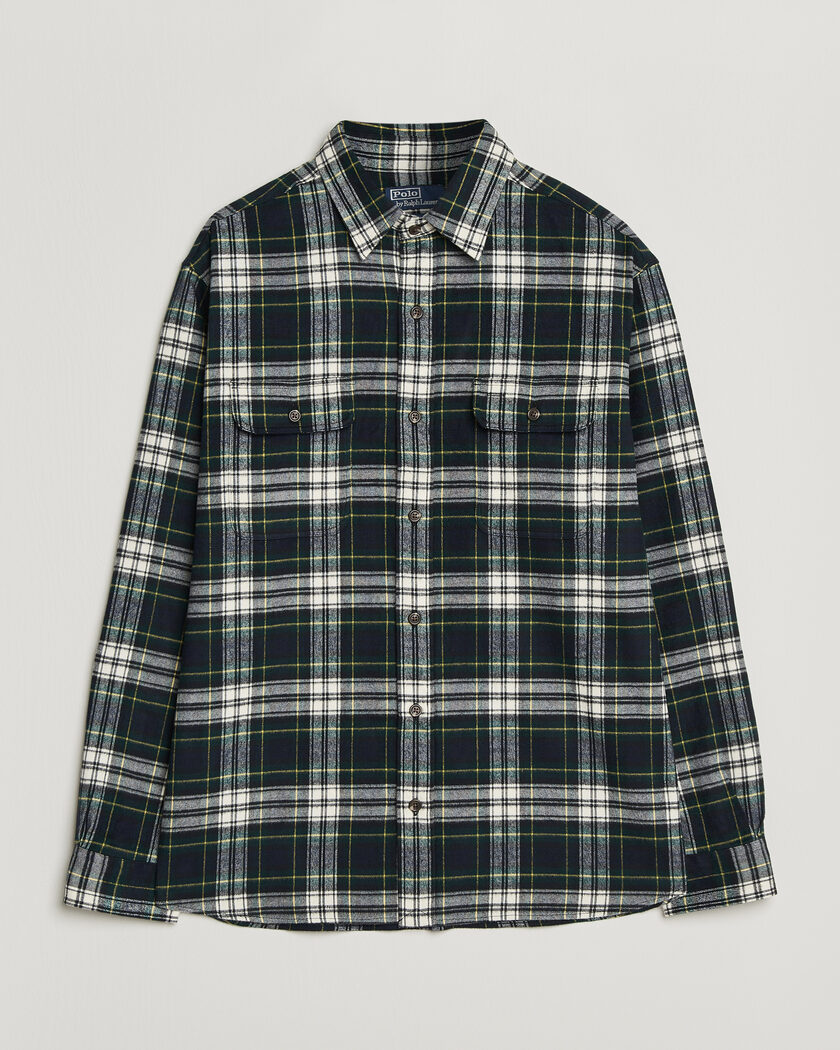 Polo Ralph Lauren Classic Fit Shaggy Flannel Shirt Navy Green – Meerkleurig