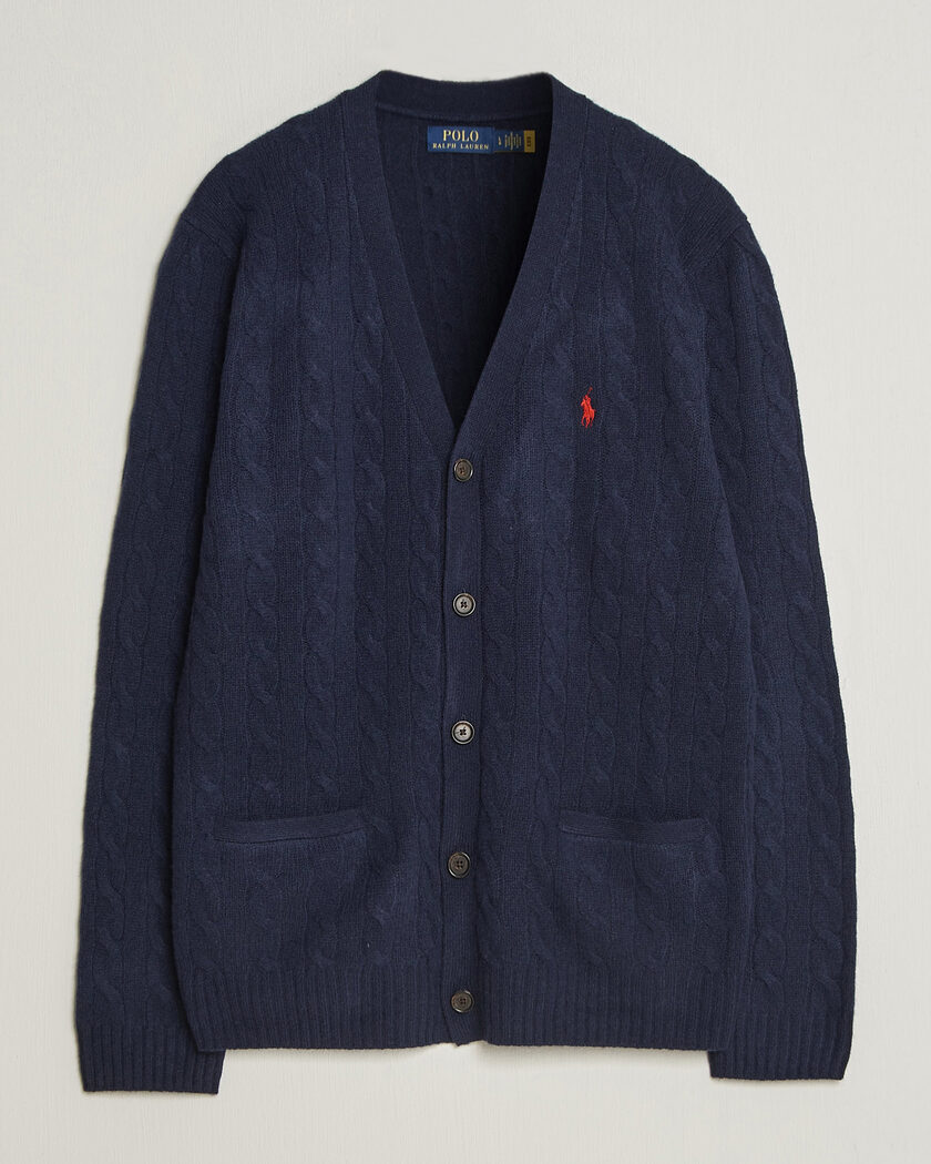 Polo Ralph Lauren Wool/Cashmere Cable Cardigan Hunter Navy – Blauw