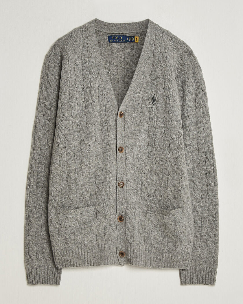 Polo Ralph Lauren Wool/Cashmere Cable Cardigan Fawn Grey Heather – Grijs