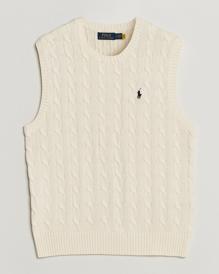 Polo Ralph Lauren Cotton Cable Vest Andover Cream – Wit