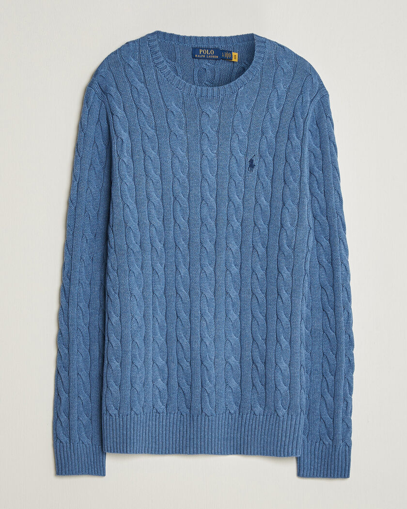 Polo Ralph Lauren Cotton Cable Pullover  Blue Borage Heather – Blauw