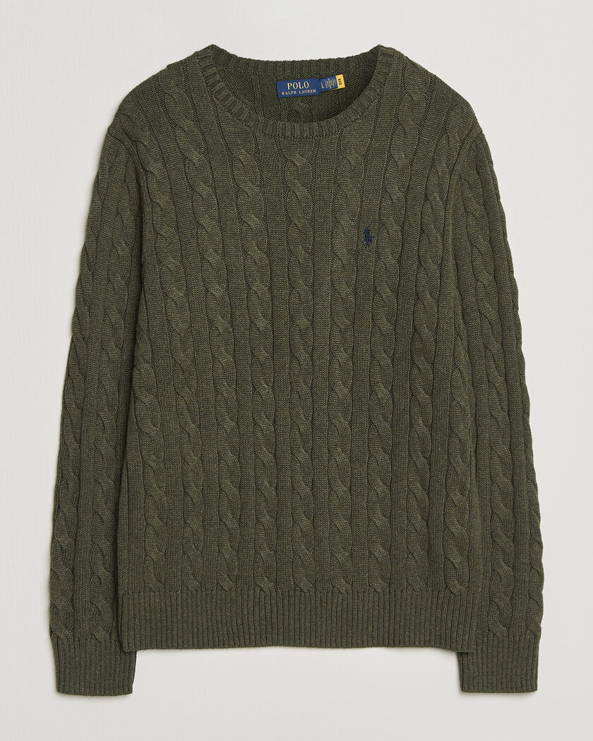 Polo Ralph Lauren Cotton Cable Pullover Olive Shrub Heather – Groen