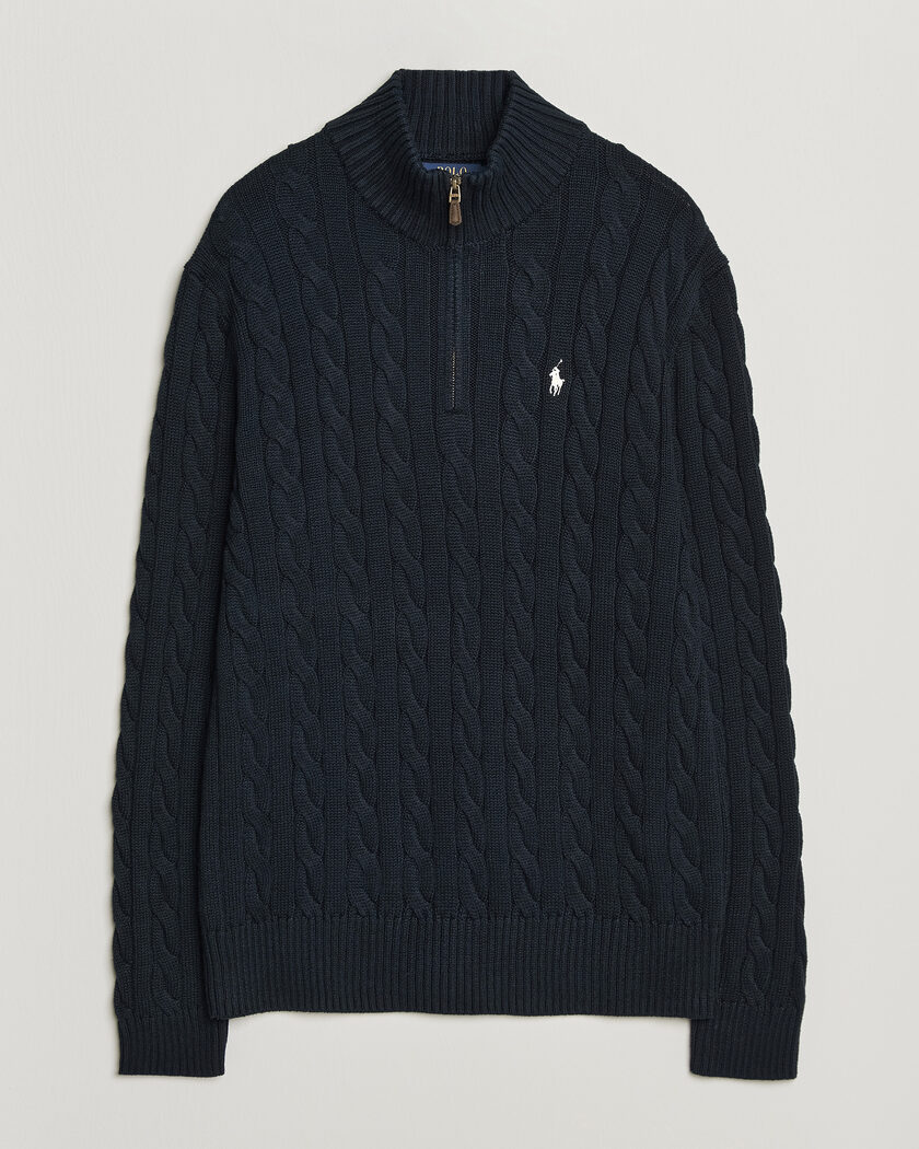Polo Ralph Lauren Cotton Cable Half Zip Hunter Navy – Blauw