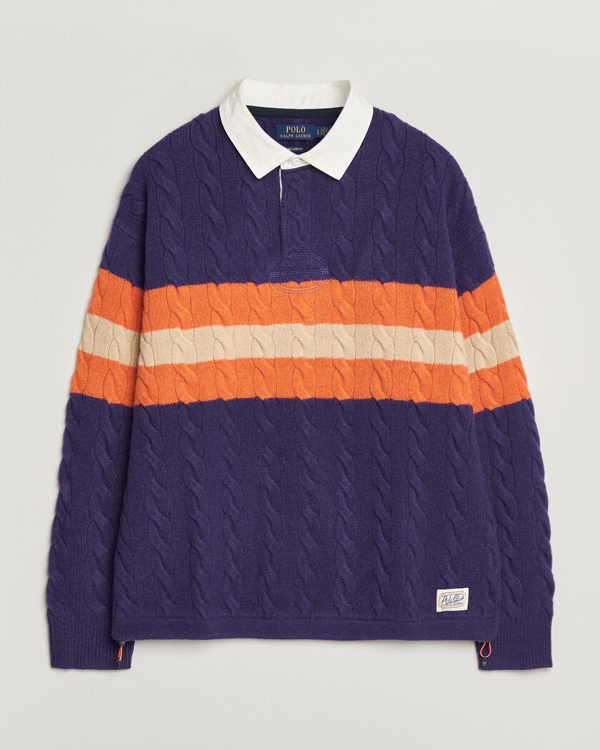 Polo Ralph Lauren Wool Blend Cable Knitted Polo Purple Combo – Paars