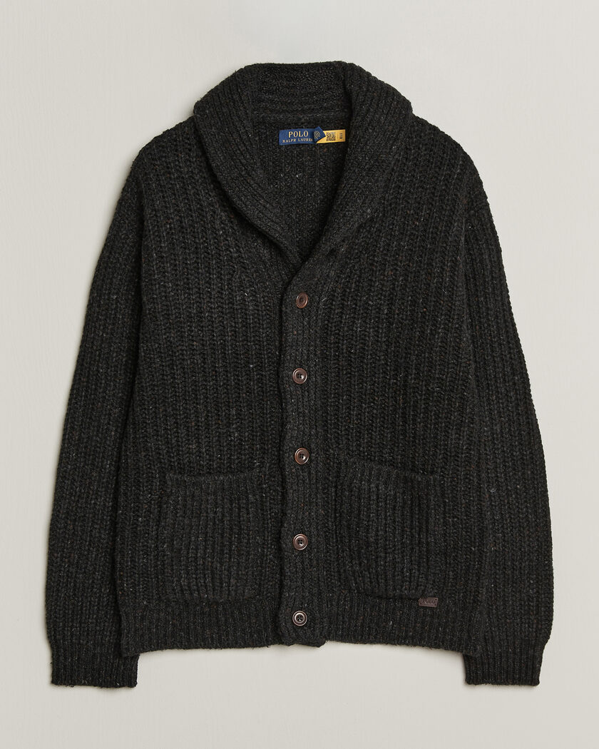 Polo Ralph Lauren Wool Blend Shawl Collar Cardigan Black Marl – Zwart