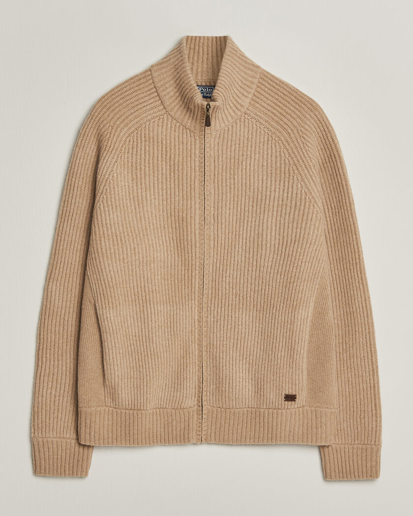 Polo Ralph Lauren Wool/Cashmere Full-Zip Camel Melange – Beige