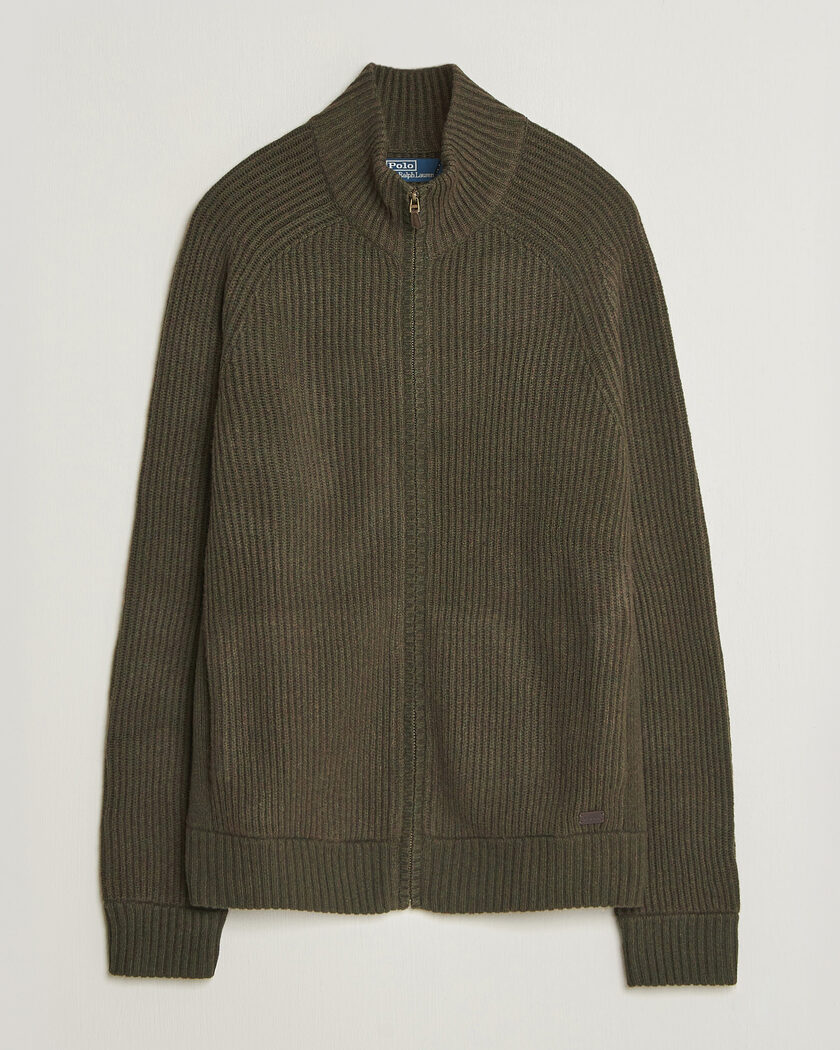 Polo Ralph Lauren Wool/Cashmere Full-Zip Ekanite Olive Heather – Groen
