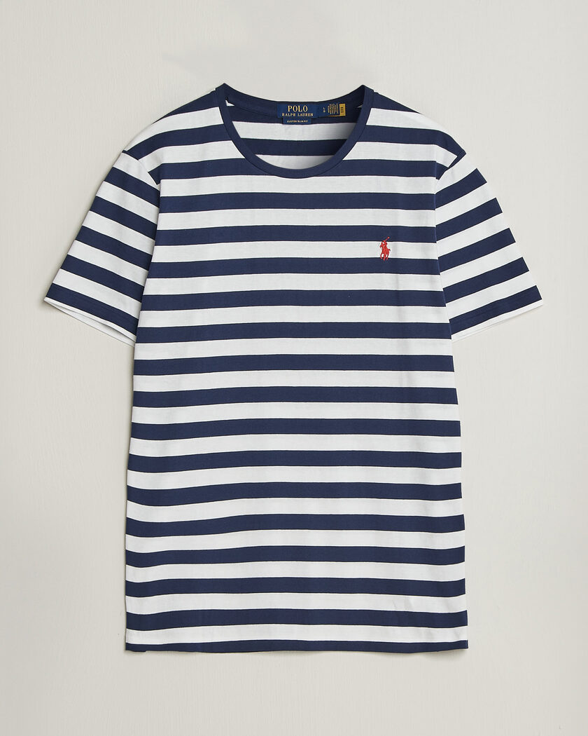 Polo Ralph Lauren Custom Slim Fit Striped T-Shirt Newport Navy – Blauw