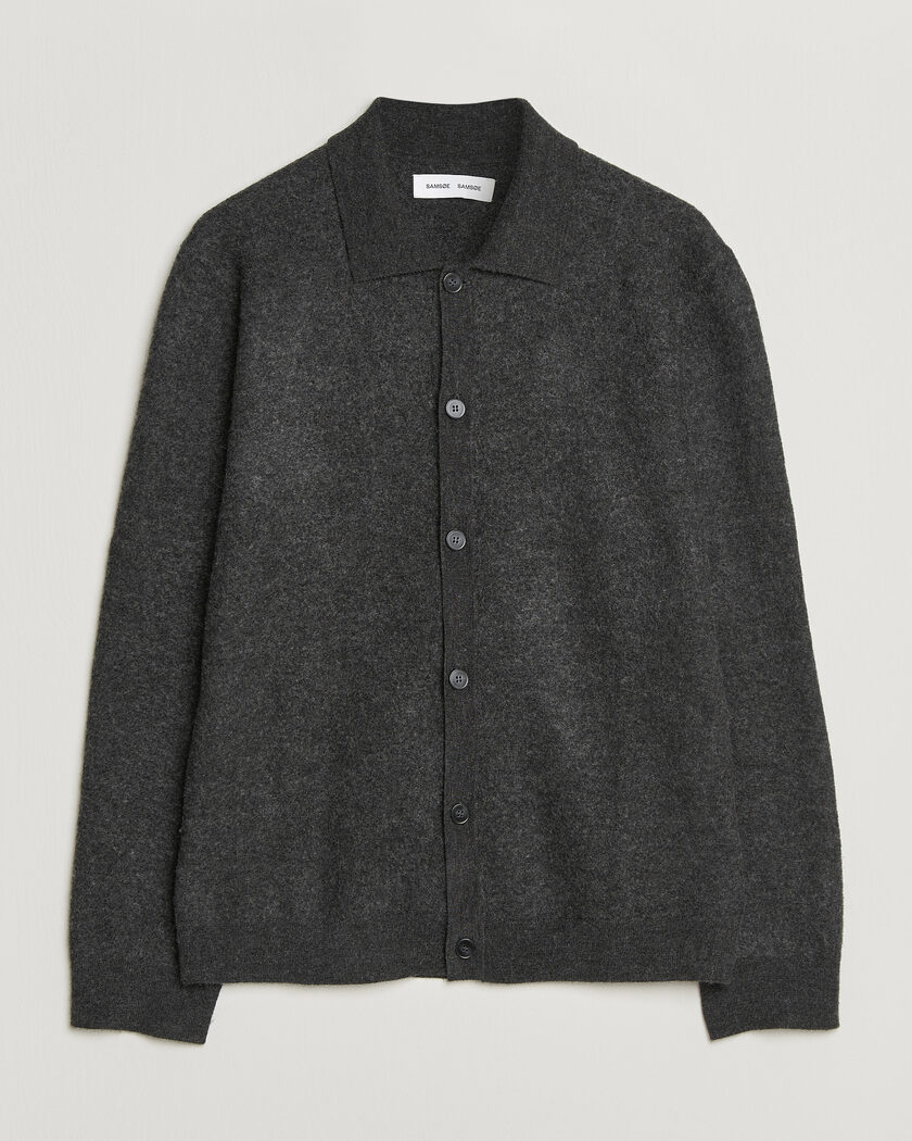 Samsøe Samsøe Richard Wool Knitted Cardigan Dark Grey Melange – Grijs