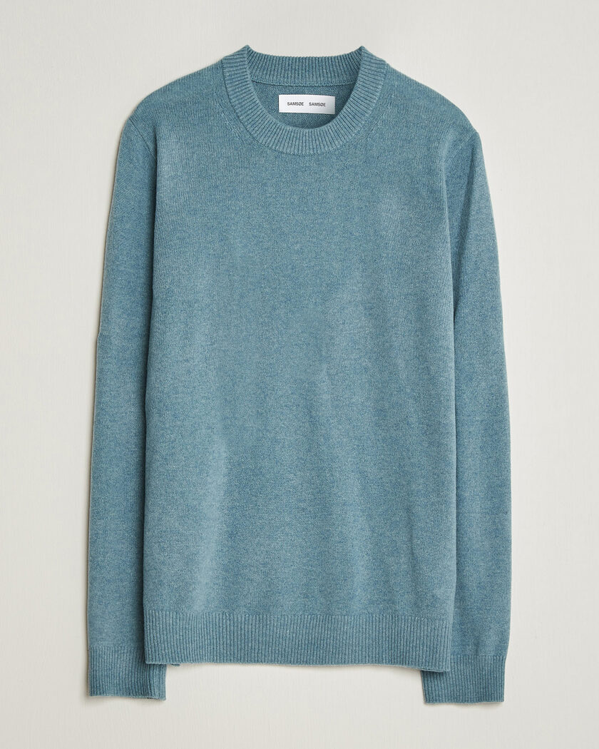 Samsøe Samsøe Isak Knitted Crew Neck Stormy Sea – Blauw
