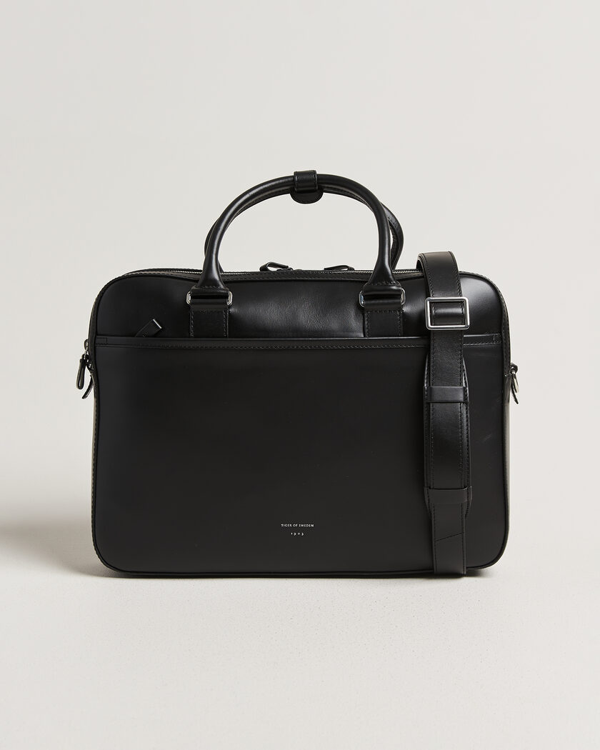 Tiger of Sweden Burin Smooth Leather Briefcase Black – Zwart