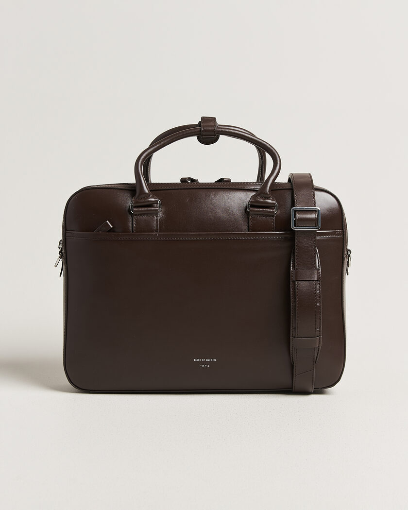 Tiger of Sweden Burin Smooth Leather Briefcase Dark Brown – Bruin