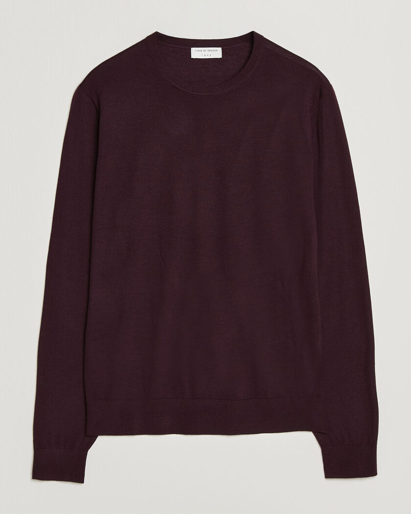 Tiger of Sweden Connor Extra Fine Merino Crew Neck Pullover Aubergine – Paars