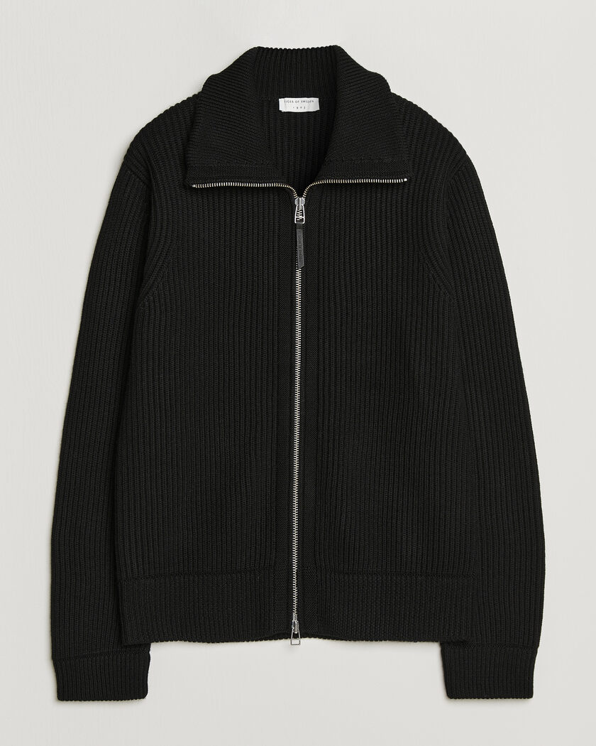 Tiger of Sweden Niall Wool Heavy Knitted Full Zip Black – Zwart