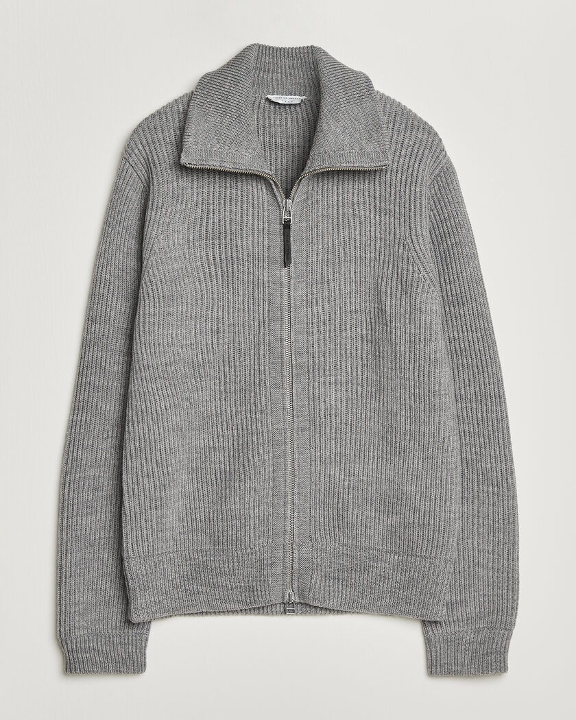 Tiger of Sweden Niall Wool Heavy Knitted Full Zip Grey Melange – Grijs