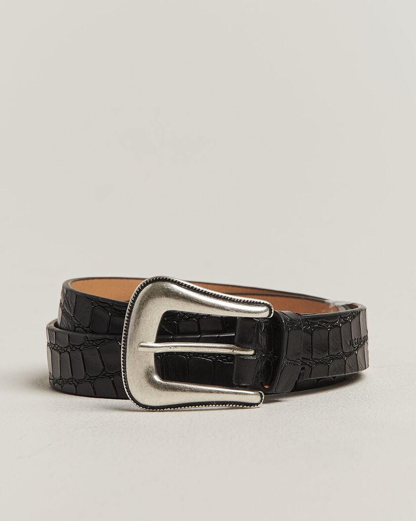 Tiger of Sweden Ecus Structured Leather Western Belt Black – Zwart