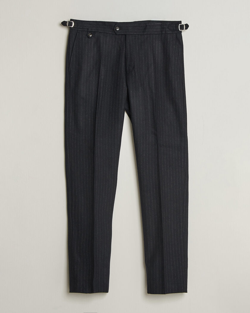 Tiger of Sweden Tense Wool Pleated Pinstriped Trousers Blue Function – Blauw