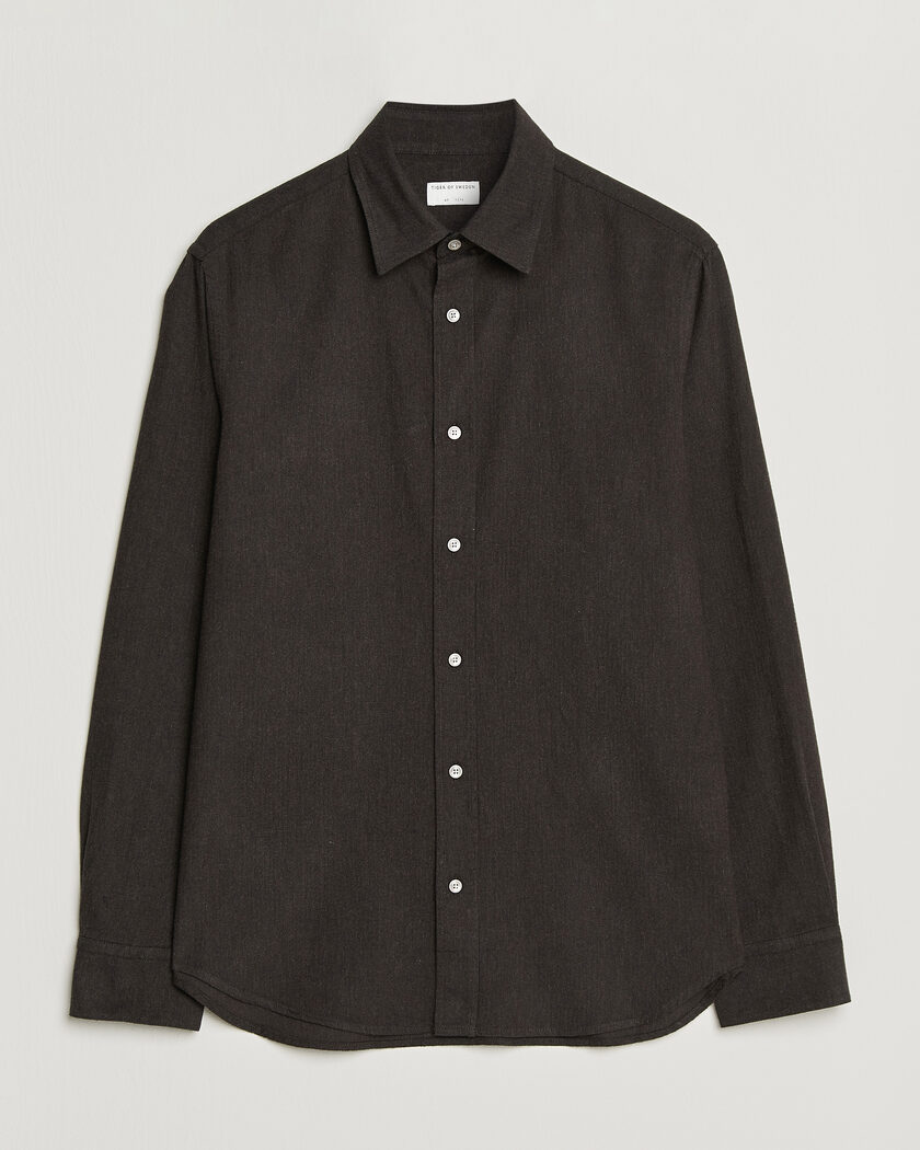 Tiger of Sweden Bjorn Brushed Cotton Shirt Espresso – Bruin