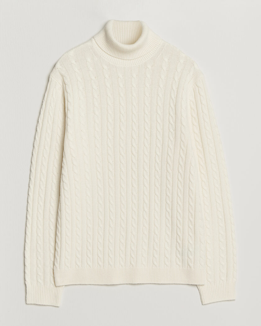 Tiger of Sweden Wilde Wool/Cashmere Cable Turtleneck Porcelain Cream – Wit