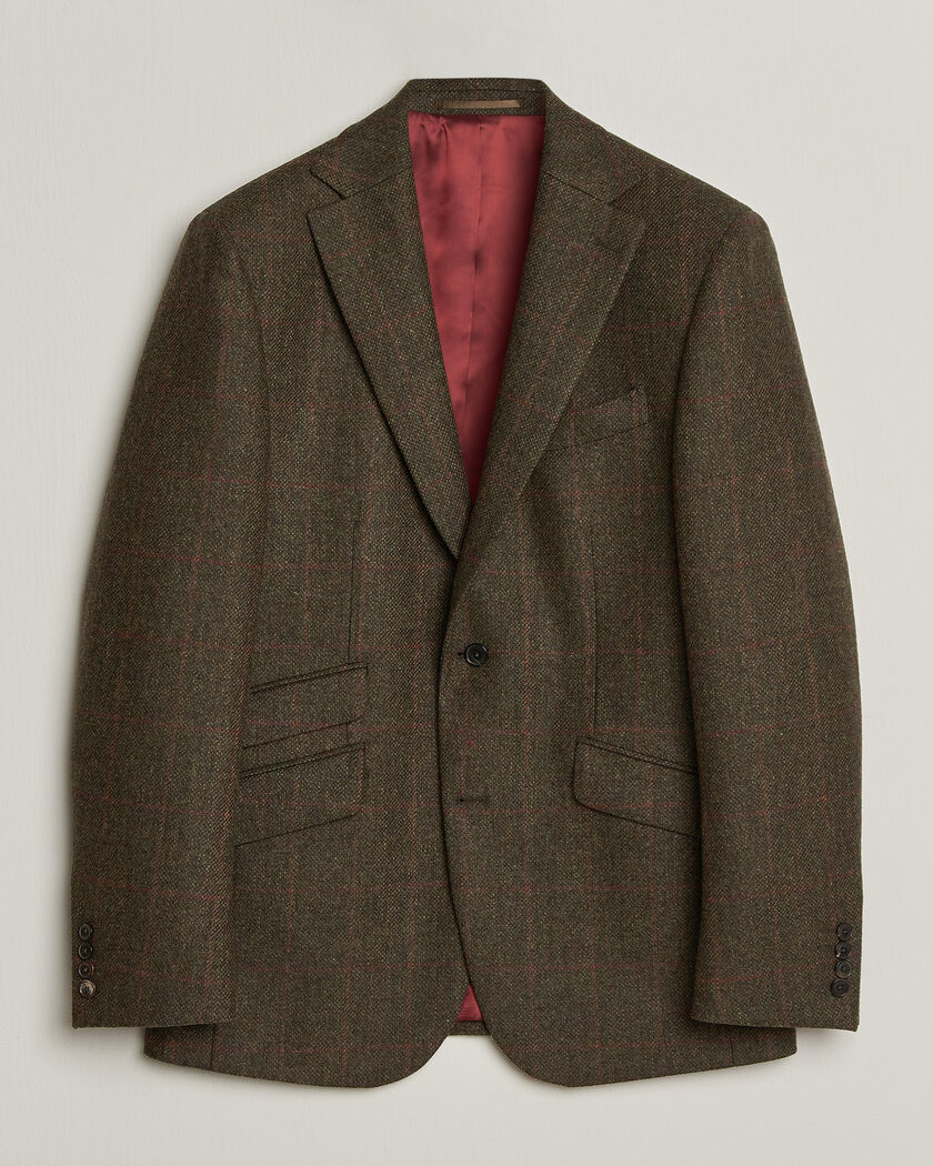 Walker Slater Edward Lambswool Windowpane Blazer Green – Groen