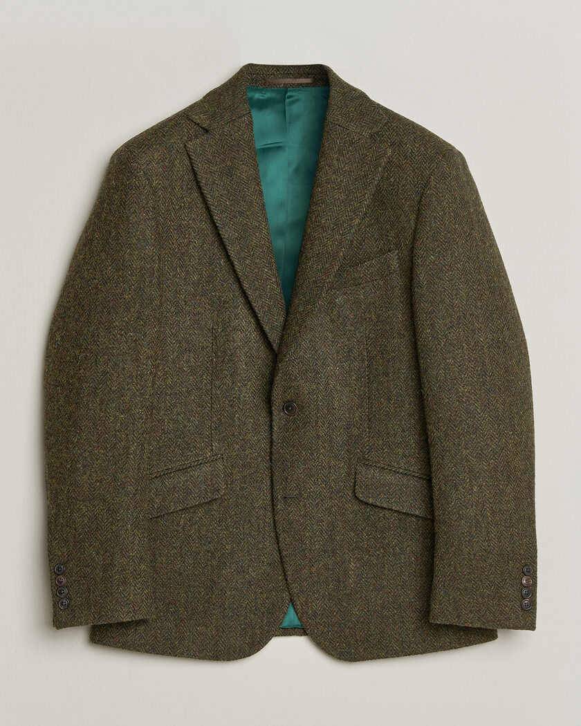 Walker Slater Edward Harris Tweed Herringbone Blazer Green – Groen
