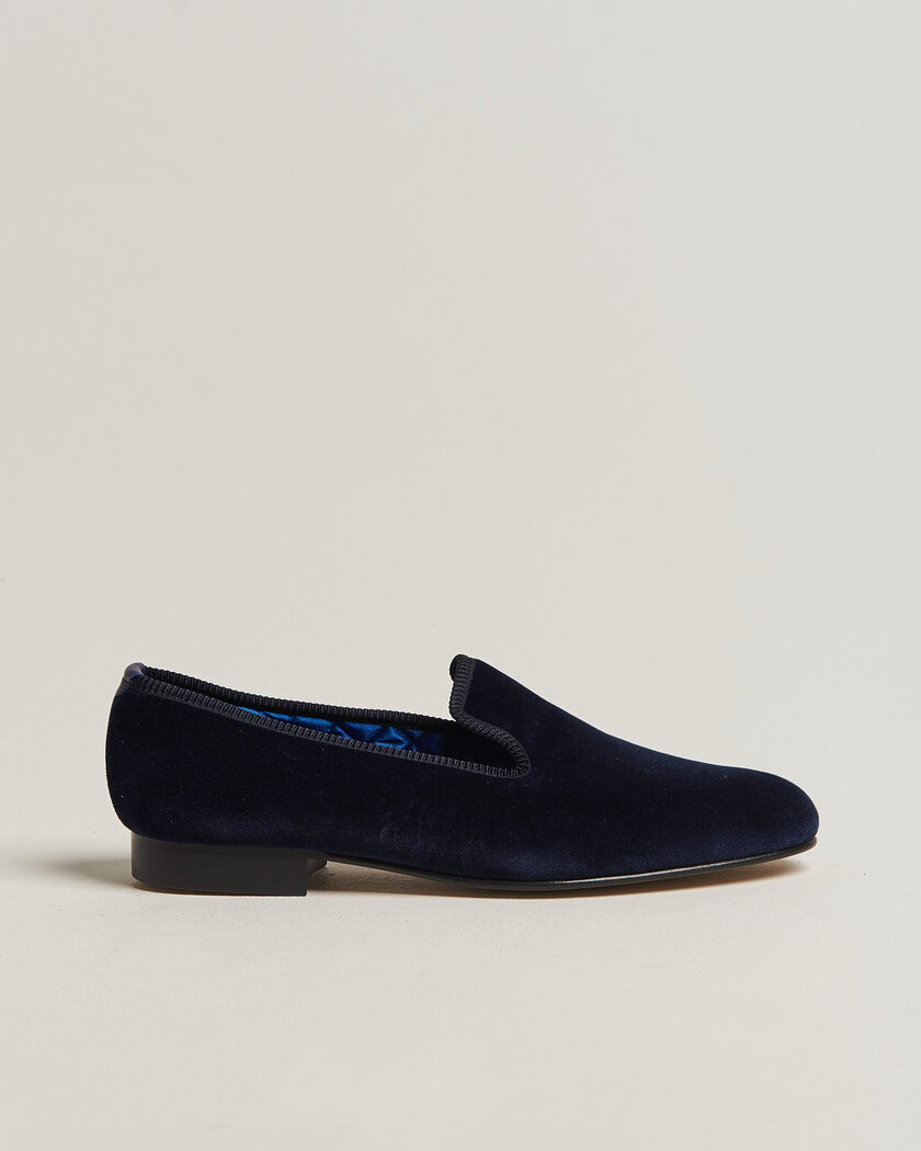 Bowhill & Elliott Plain Albert Pump Navy Velvet – Blauw