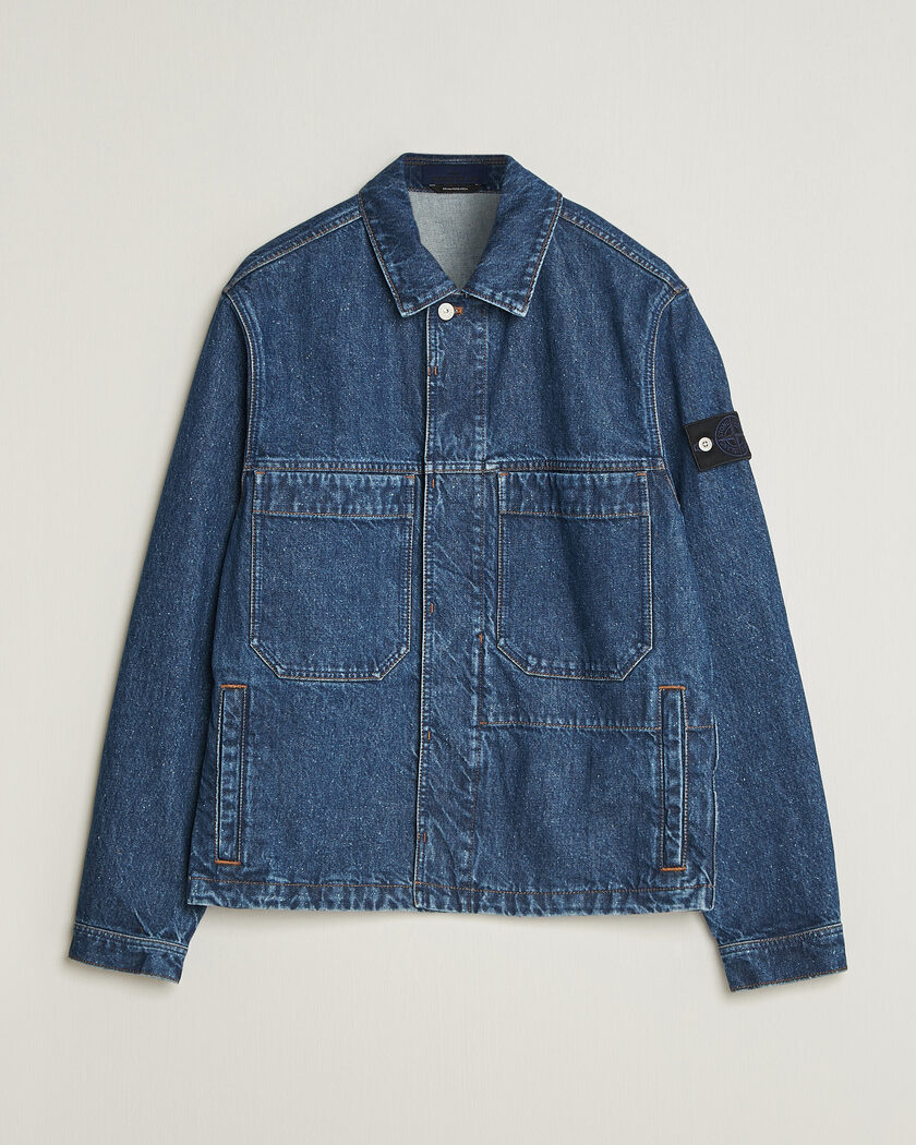 Stone Island Indigo Denim Coach Jacket Blue Medium Wash – Blauw