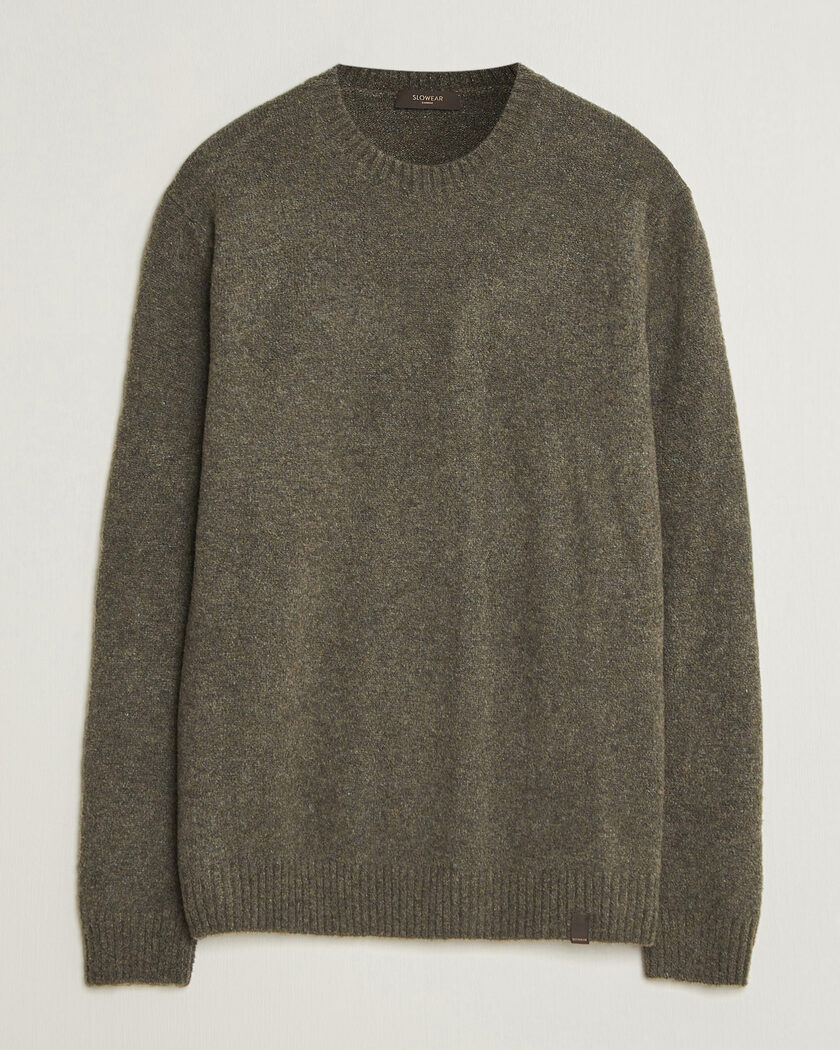 Zanone Wool Boucle Crew Neck Forest Green – Groen