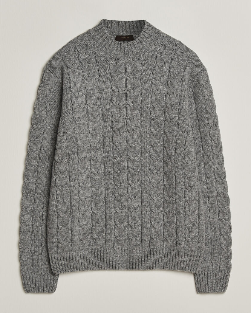 Zanone Double Cable Crew Neck Grey Melange – Grijs