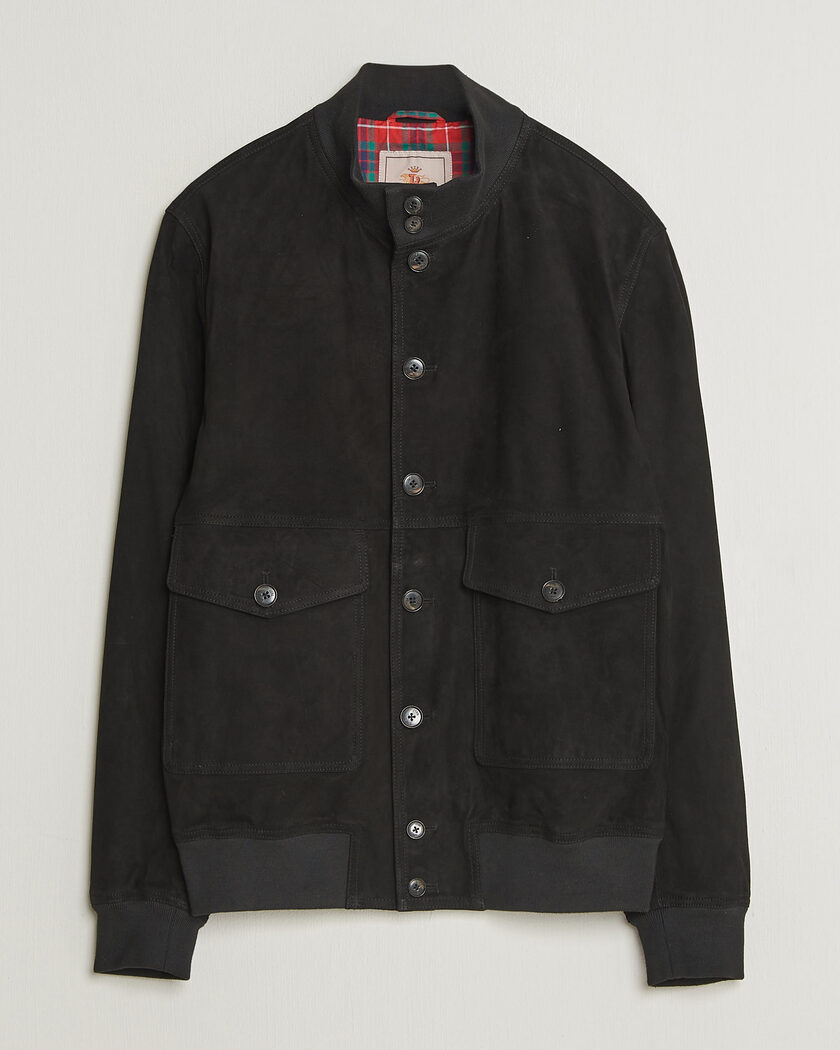 Baracuta Suede Blouson Jacket Black – Zwart