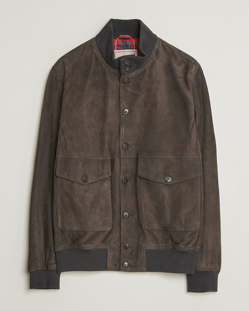 Baracuta Suede Blouson Jacket December Sky – Grijs