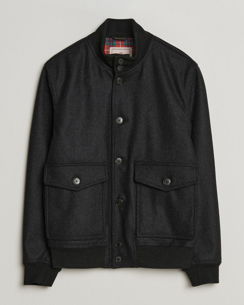  Baracuta Melton Wool Blouson Jacket Charcoal – Grijs
