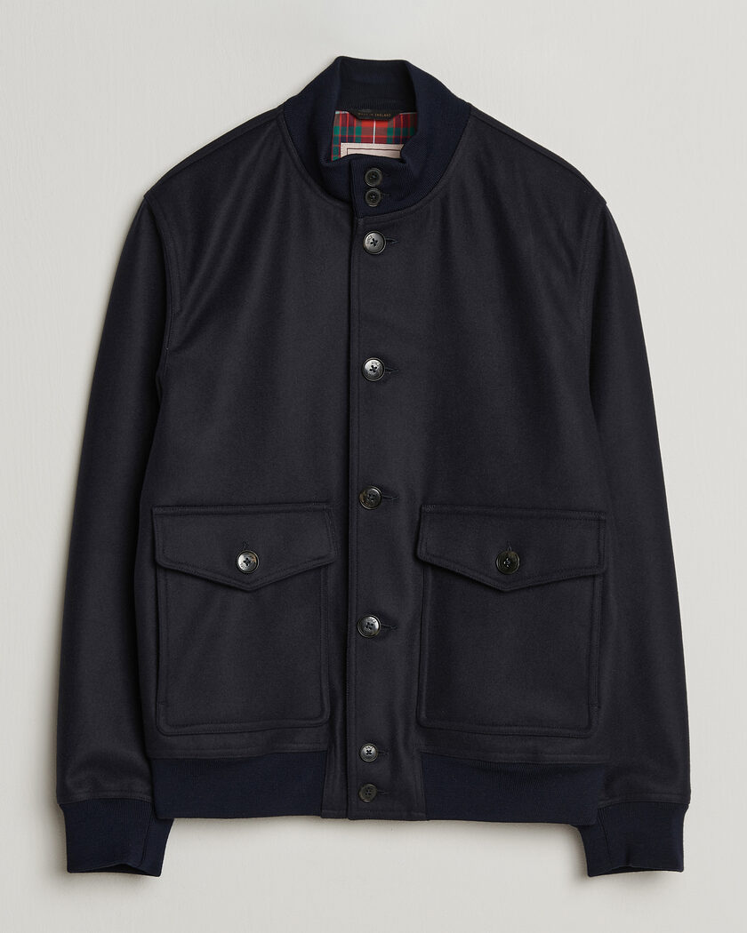Baracuta Melton Wool Blouson Jacket Deep Blue – Blauw