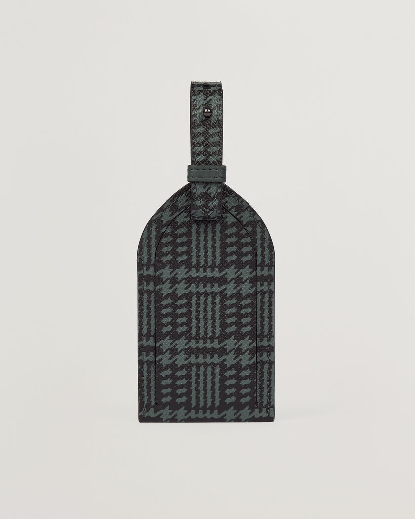 Smythson Panama Tweed Luggage Tag Slate Green – Groen