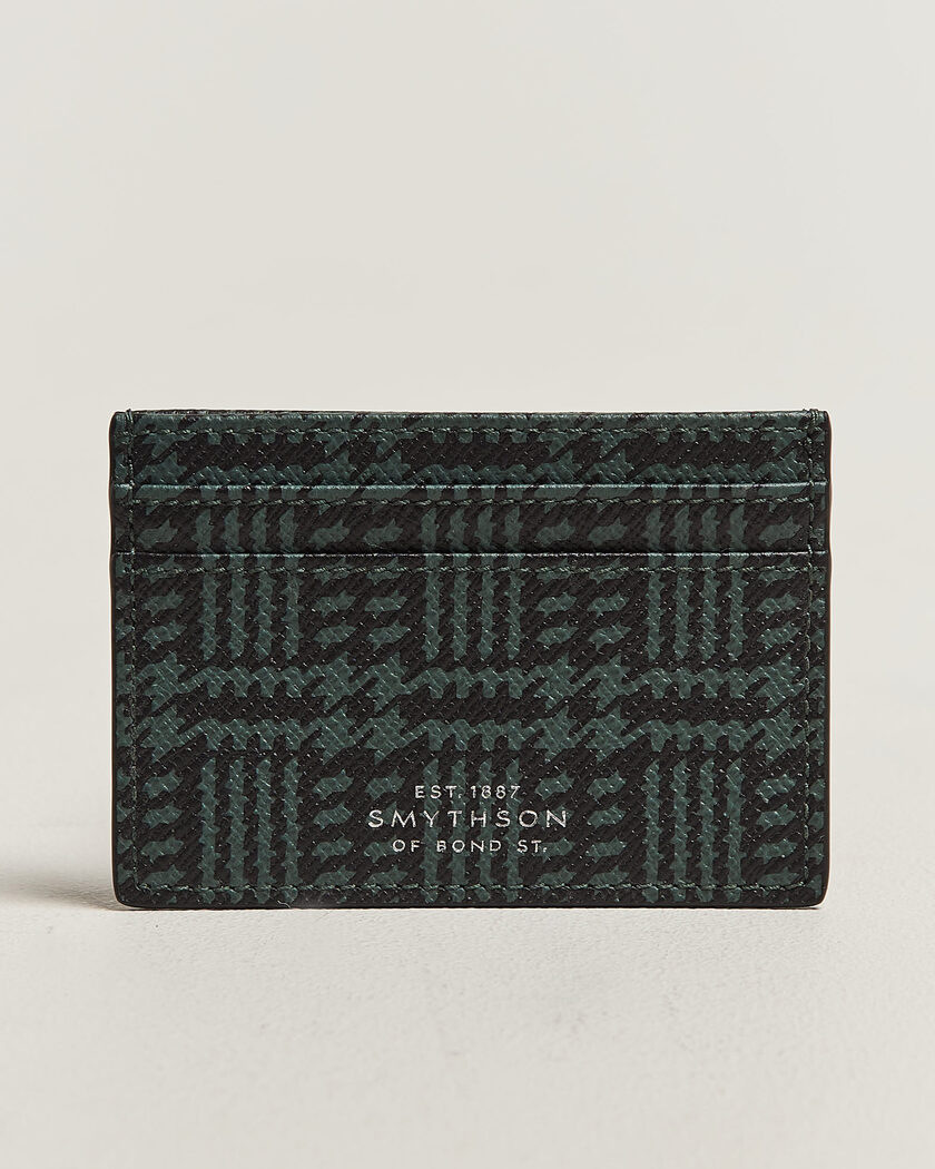 Smythson Panama Tweed Flat Cardholder Slate Green – Groen