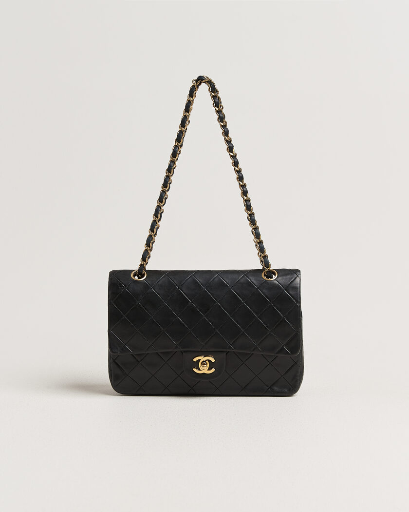 Chanel Pre-Owned Classic Medium Double Flap Bag Lambskin Black – Zwart