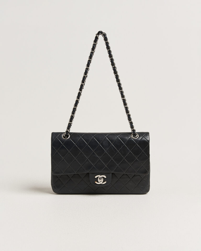 Chanel Pre-Owned Classic Medium Double Flap Bag Lambskin Black – Zwart